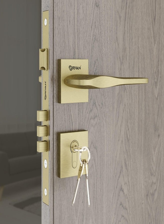 GRIVAN Ultra-Durable Brass Mortise Door Lock Set | Main Door Lock for Home/Office/Bedroom with 2 Years Warranty- (Antique Finish) - Image 1